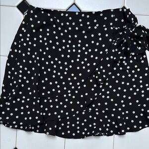Polka Dot Wrap Skirt - Black and White